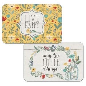 CounterArt Placemats Blooming Thoughts Reversible Floral Yellow 4 Piece Pieces